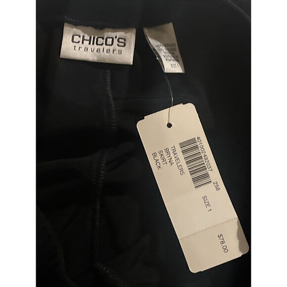 CHICO'S TRAVELERS Womens Travel Maxi A-Line No Iron Skirt Black Medium - Picture 2 of 4